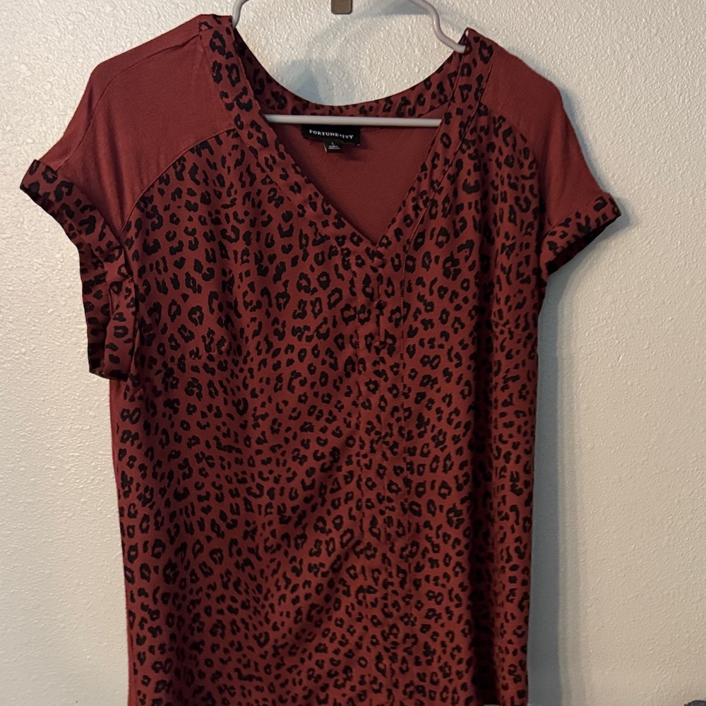 Brown Leopard Print Women Top